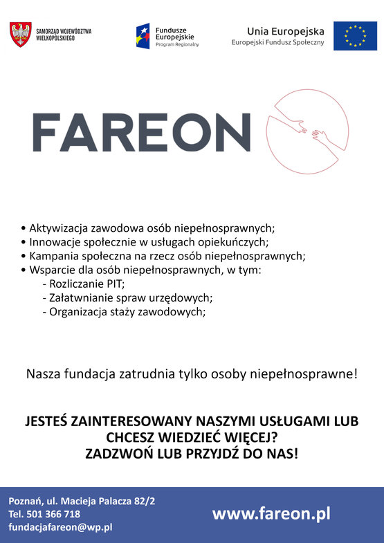 Ulotka informacyjna fundacji FAREON