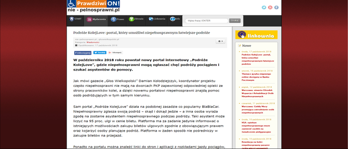 Zrzut ekranu artykułu nie-pełnosprawni.pl
