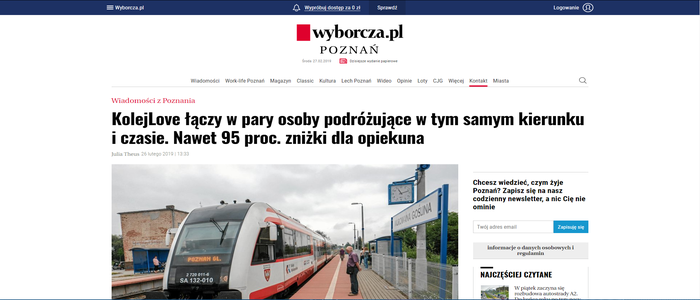 Zrzut ekranu artykułu wyborcza.pl Poznań