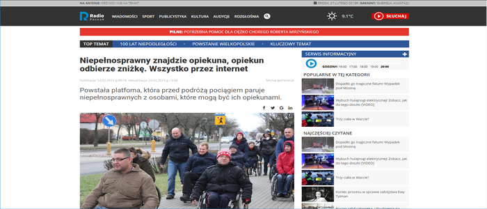 Zrzut ekranu artykułu Radio Poznań