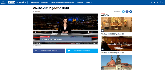 Zrzut ekranu artykułu TVP3 Poznań - TELESKOP