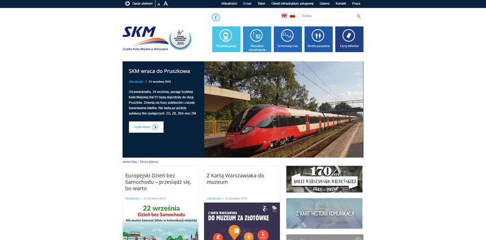 Zrzut ekranu strony SKM Warszawa